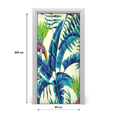 Autocolante para porta Folhas tropicais