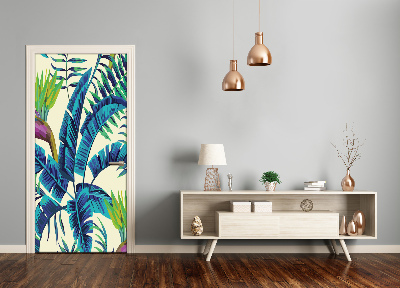 Autocolante para porta Folhas tropicais