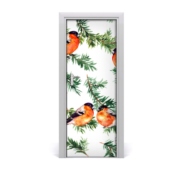 Autocolante para porta Robin e coníferas