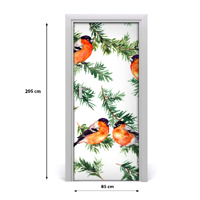 Autocolante para porta Robin e coníferas