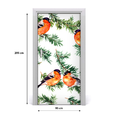 Autocolante para porta Robin e coníferas