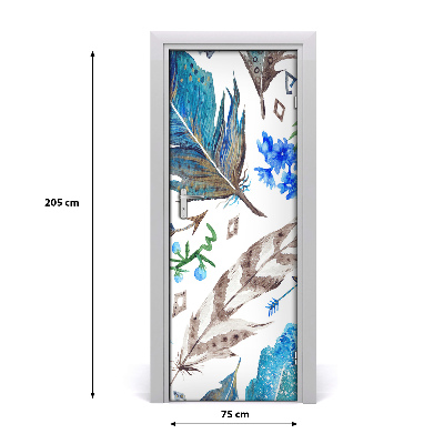 Adesivo em porta Penas e flores
