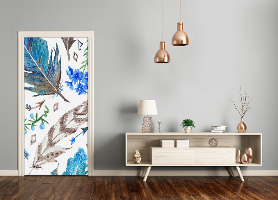 Adesivo em porta Penas e flores