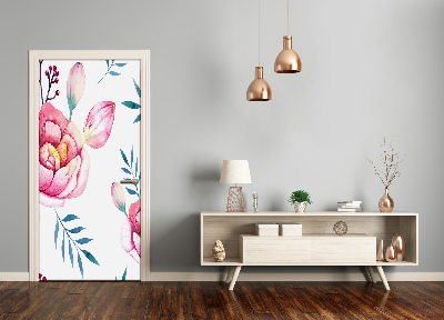 Autocolante para porta Peônias