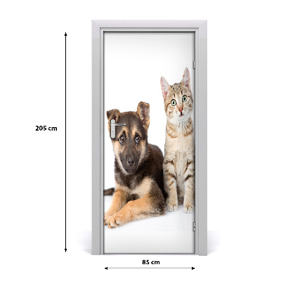Adesivo em porta Cachorro e gato