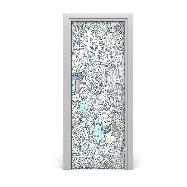 Papel de parede em porta Padrão floral