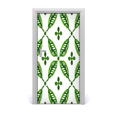 Papel de parede em porta Folhas verdes