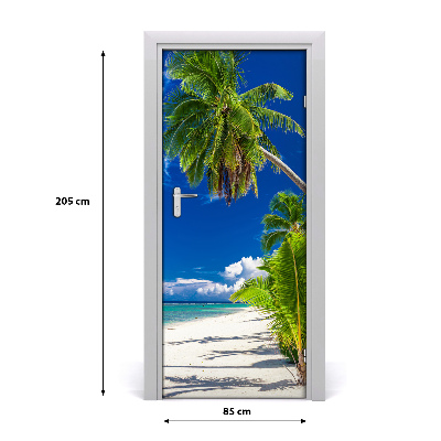 Papel de parede em porta Praia tropical
