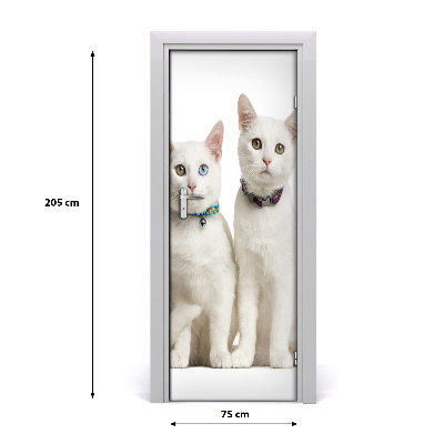 Autocolante para porta Dois gatos brancos