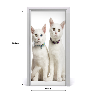 Autocolante para porta Dois gatos brancos