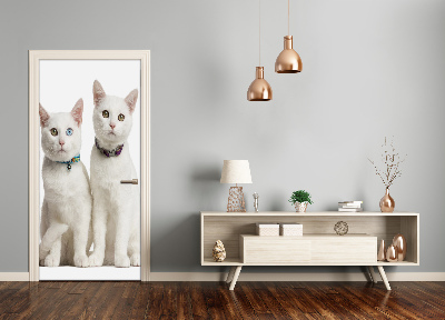 Autocolante para porta Dois gatos brancos