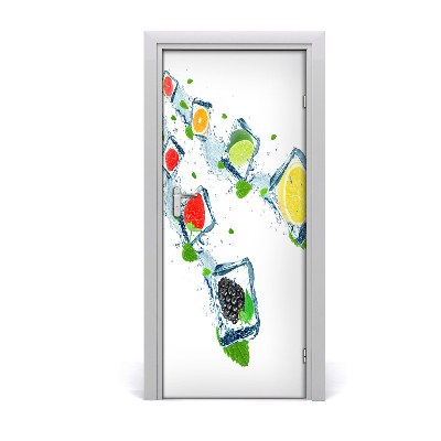 Papel de parede em porta Frutas e gelo