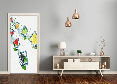 Papel de parede em porta Frutas e gelo