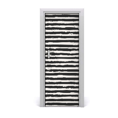 Papel de parede em porta Listras pretas e brancas