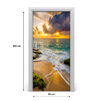 Adesivo em porta Pôr do sol no mar