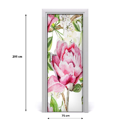 Papel de parede em porta Peônia
