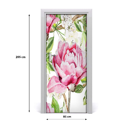 Papel de parede em porta Peônia