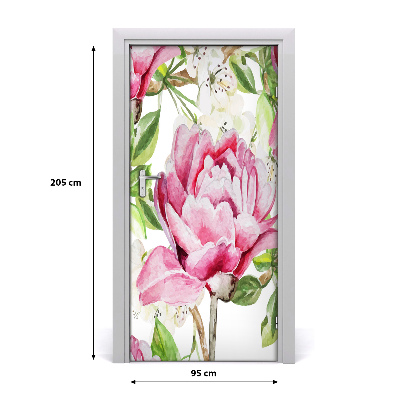 Papel de parede em porta Peônia