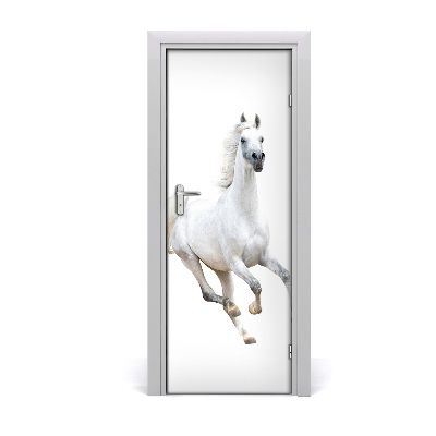 Adesivo em porta Um cavalo branco galopando