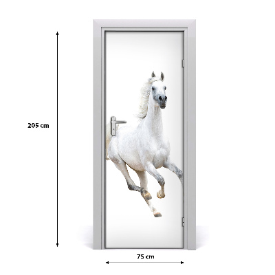 Adesivo em porta Um cavalo branco galopando