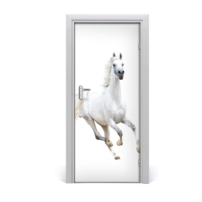 Adesivo em porta Um cavalo branco galopando