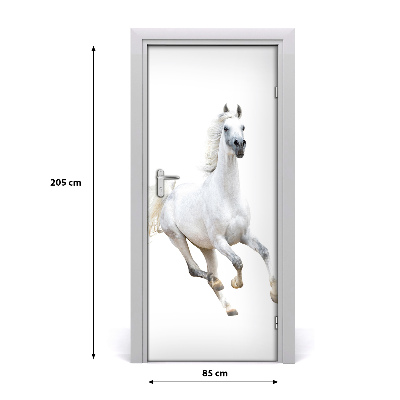 Adesivo em porta Um cavalo branco galopando
