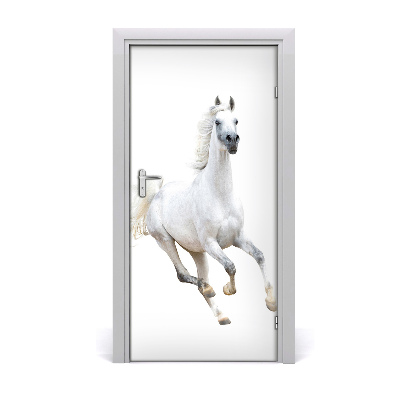 Adesivo em porta Um cavalo branco galopando