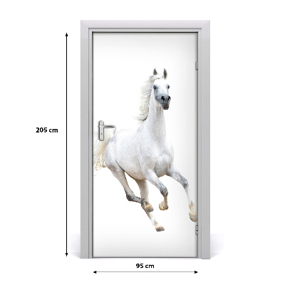 Adesivo em porta Um cavalo branco galopando