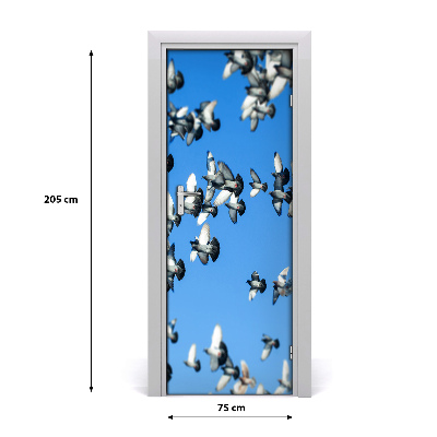 Papel de parede em porta Pombos no céu