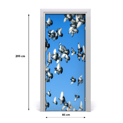 Papel de parede em porta Pombos no céu