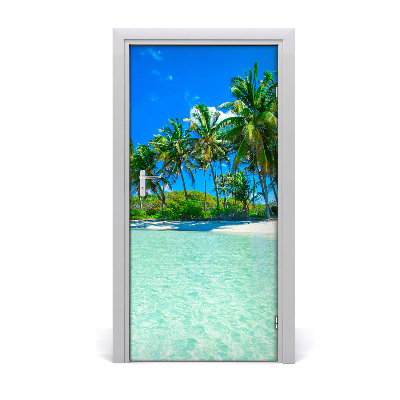 Papel de parede em porta Praia tropical