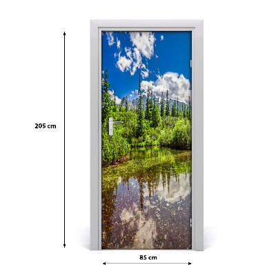 Papel de parede em porta Lago nas montanhas