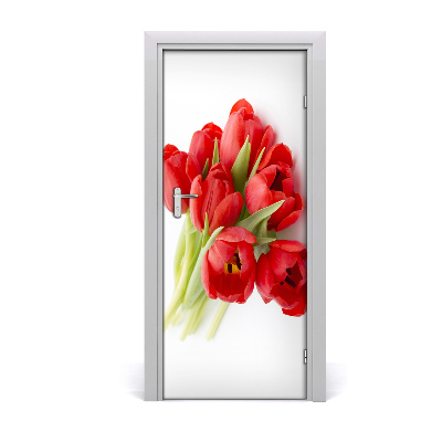 Autocolante para porta Tulipas vermelhas