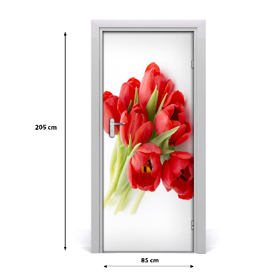 Autocolante para porta Tulipas vermelhas