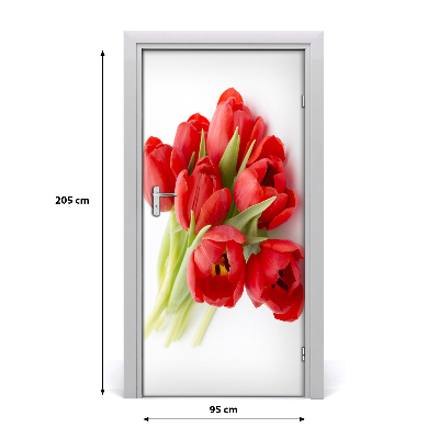 Autocolante para porta Tulipas vermelhas