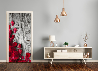 Adesivo em porta rosas vermelhas