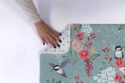 Tapete para casa de banho Flores Pássaros