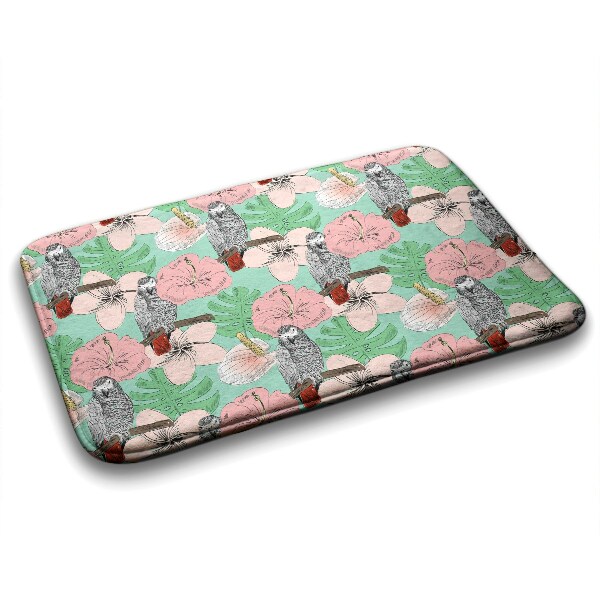 Tapete para casa de banho Pássaros Papagaio Flores