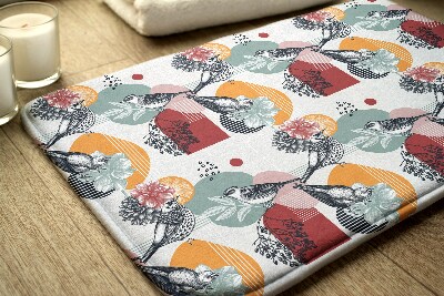 Tapete para wc Padrão de pássaros e flores