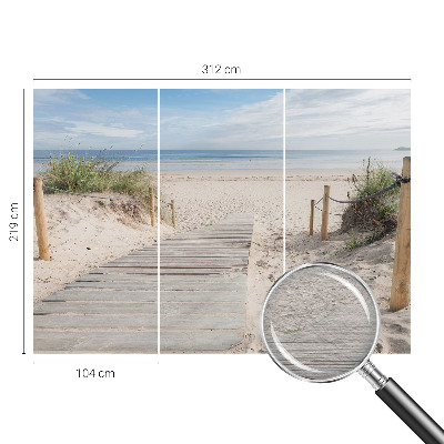 Mural de fotos na parede Passarela de madeira