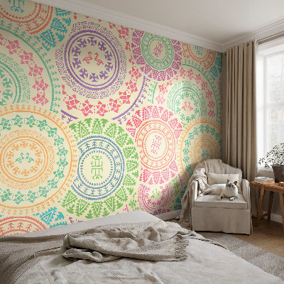 Papel de parede decorativo mandalas coloridas