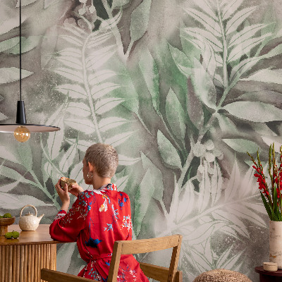 Papel de parede decorativo Folhas em aquarela