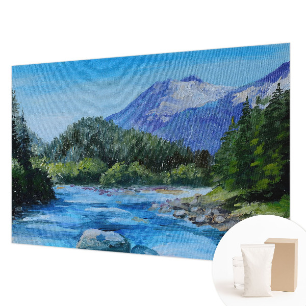 Mural de fotos na parede paisagem montanhosa