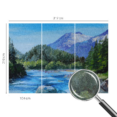 Mural de fotos na parede paisagem montanhosa