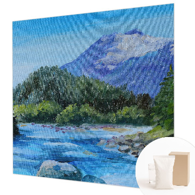 Mural de fotos na parede paisagem montanhosa