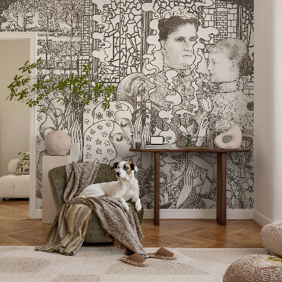 Papel de parede para sala Retratos florais