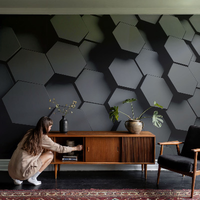 Mural fotográfico hexágonos 3D