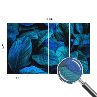 Papel de parede decorativo Folhas azuis