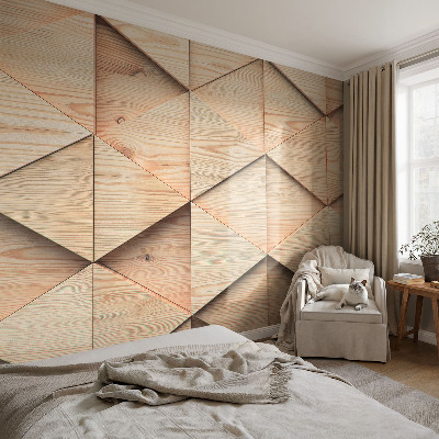 Papel de parede para sala Mosaico de madeira