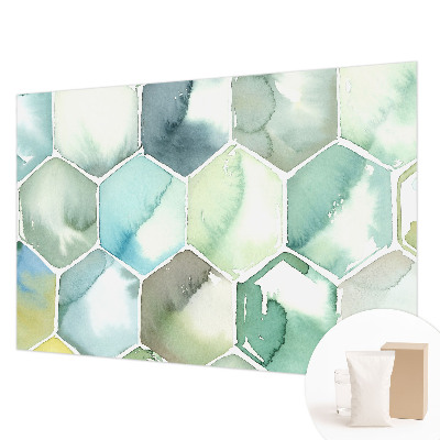 Mural de fotos na parede Hexágonos em tons pastel